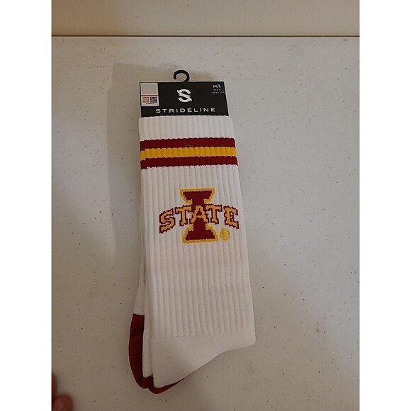 Iowa State Cyclones Strideline Adult's Premium Crew Sock White Logo M/L New - Picture 1 of 4